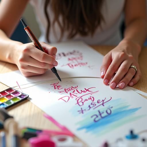 Brush lettering workshop session