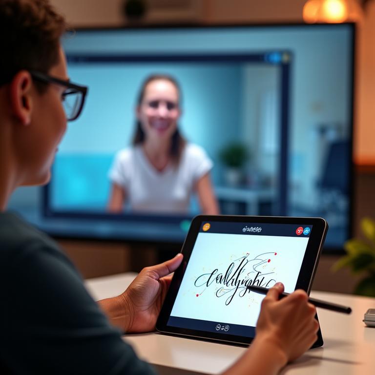 Virtual calligraphy at online art education